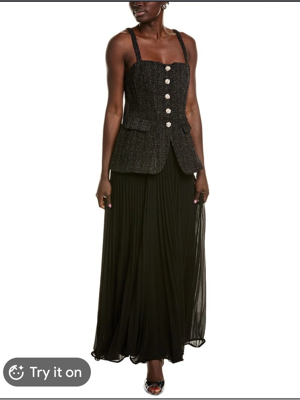 Taylor Black Pleated Maxi Skirt